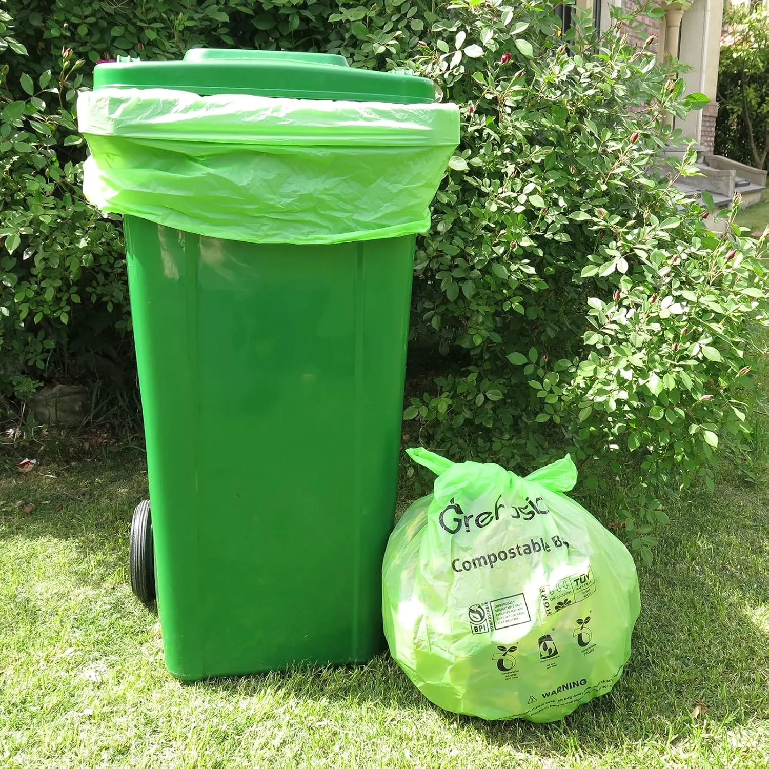 Compostable Bags,Trash bags 13  gallon tall kitchen, Compostable Trash Lawn & Leaf Yard Waste Bags,Kitchen Compost Trash Bin Compatible,Extra Thick1.01 Mills,Certified by BPI and OK Compost