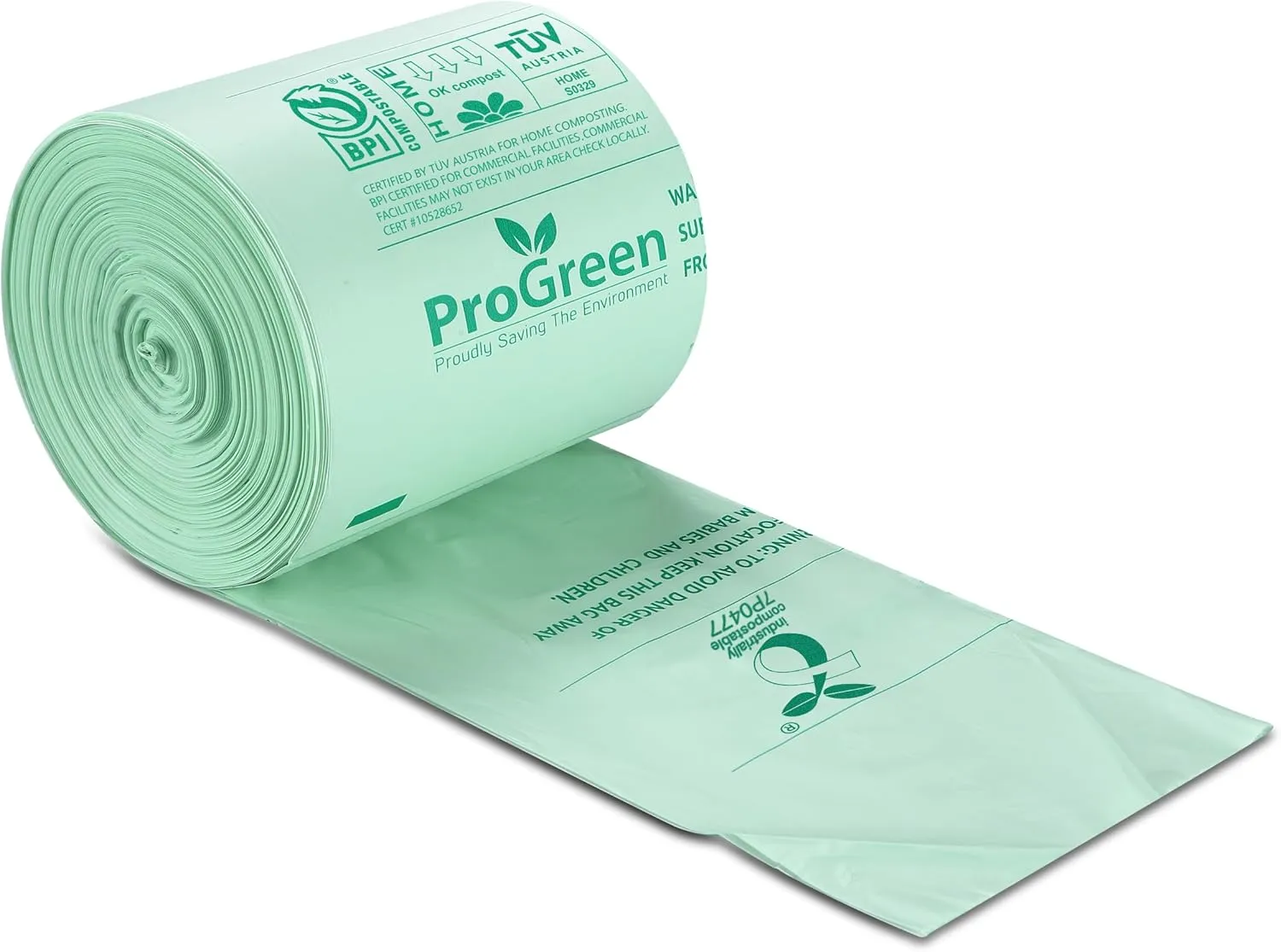 Compostable Trash Bags, Extra Thick, Compost Kitchen Bin Bags, Food Scraps Yard Waste Bags, ASTM D6400 BPI and TÜV AUSTRIA Certified (6 Gallon, Pack of 30)