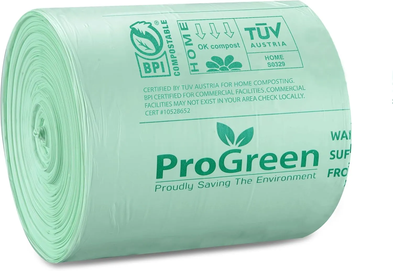 Compostable Trash Bags, Extra Thick, Compost Kitchen Bin Bags, Food Scraps Yard Waste Bags, ASTM D6400 BPI and TÜV AUSTRIA Certified (6 Gallon, Pack of 30)