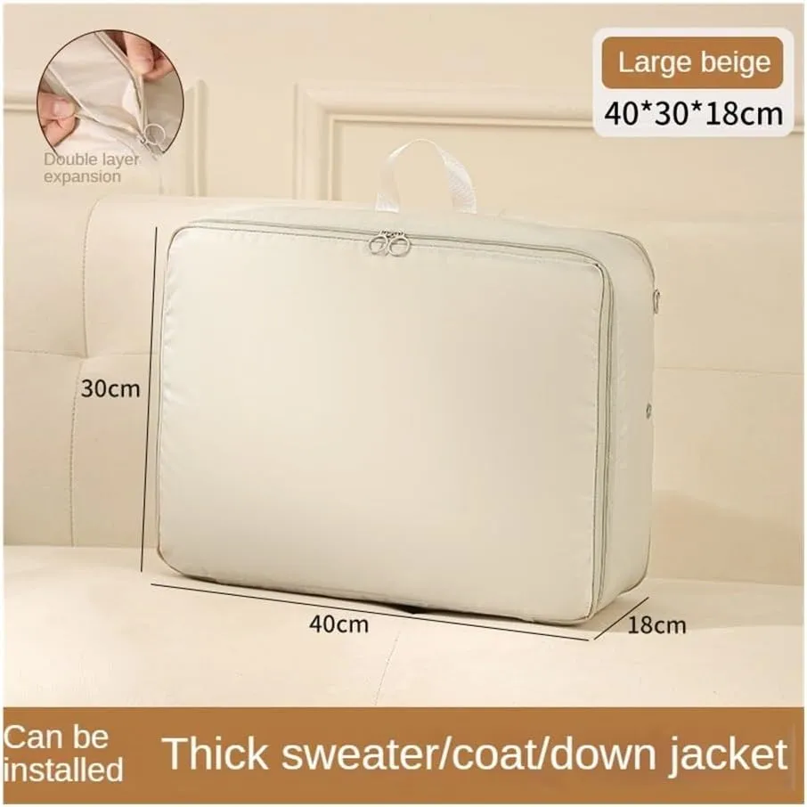 Compression Packing Clothes Down Jacket Cotton Quilt Storage Foldable Large Capacity Expansion Organizer Bag(Green,5PCS)