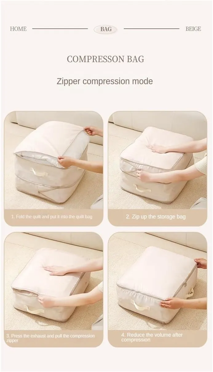 Compression Packing Clothes Down Jacket Cotton Quilt Storage Foldable Large Capacity Expansion Organizer Bag(Green,5PCS)