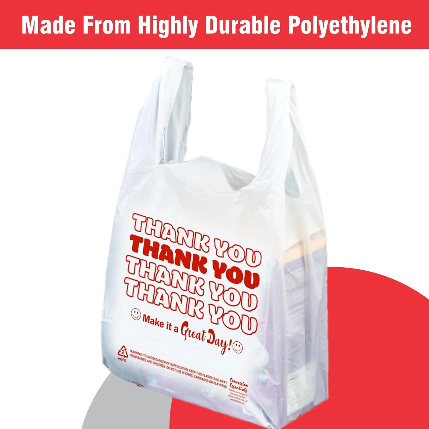 Concession Essentials Thank You Bags Pack of 300ct White