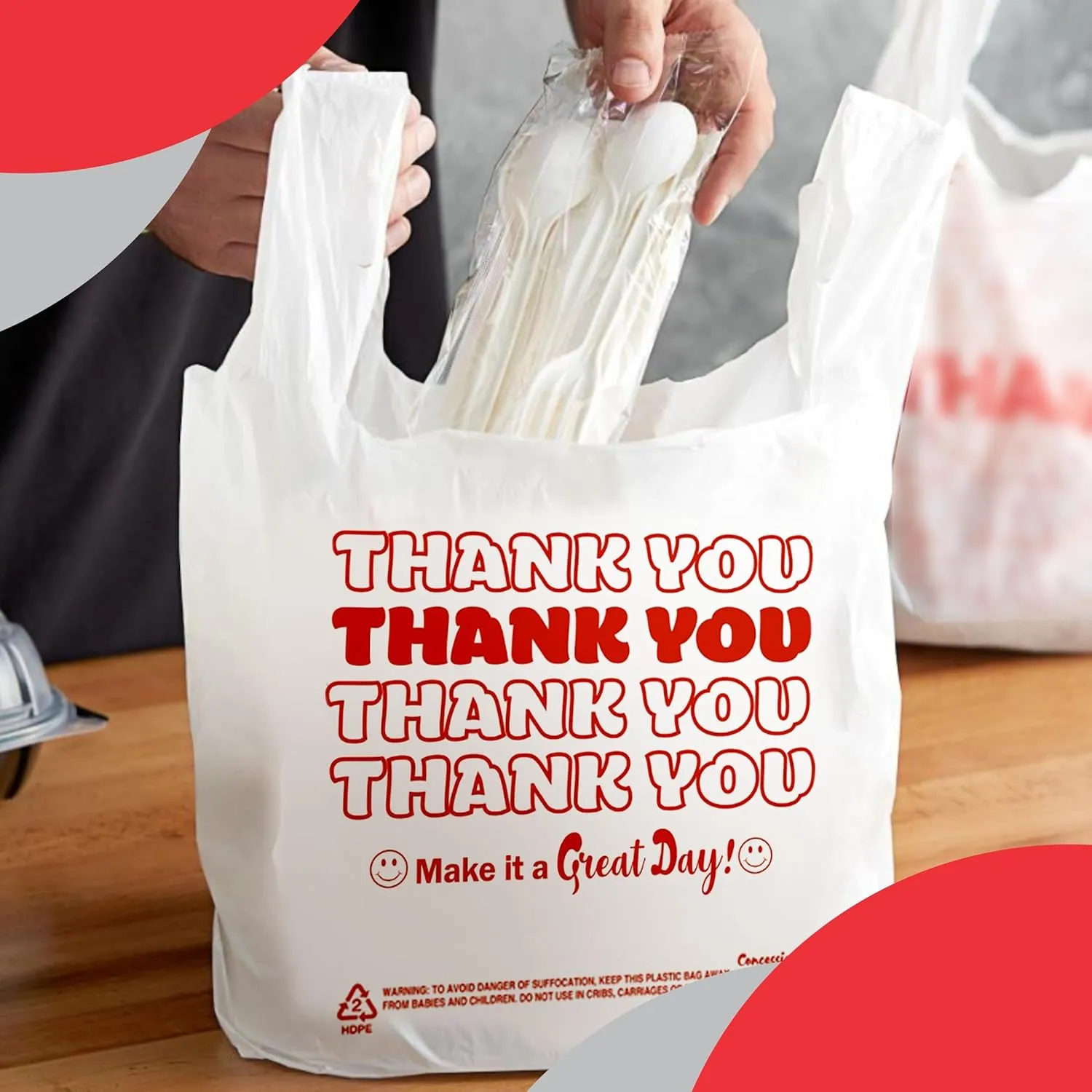 Concession Essentials Thank You Bags Pack of 300ct White