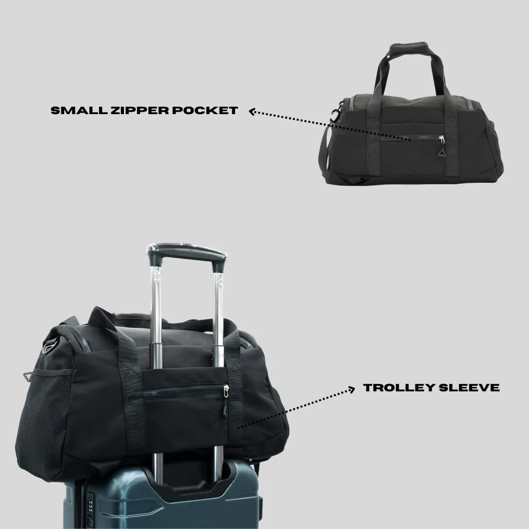 Convertible Gym, Sports & Travel Duffle Bag with Shoe Compartment and Wet Pocket - Overnight & Carry On Weekender Bag (White)
