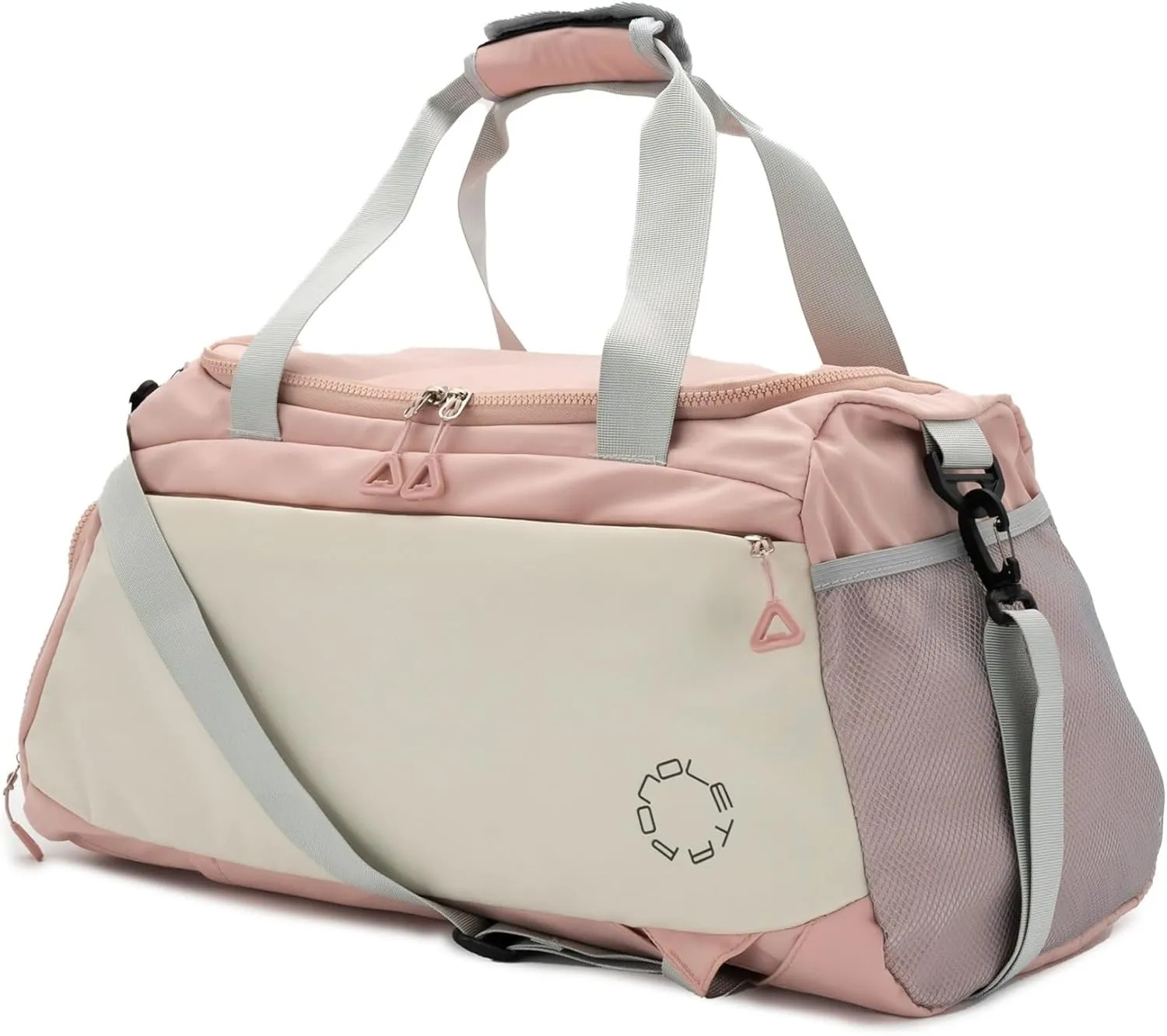 Convertible Pink Travel Gym Bag - Sports Duffle with Wet & Shoe Compartment, Carry On Size, Weekender Overnight Bag