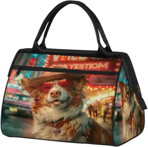 Cool Australian Shepherd Dog Travel Duffle Bag, Waterproof Duffel Bag Weekender Overnight Carry On Bag Lightweight Sport Gym Bag for Men Women