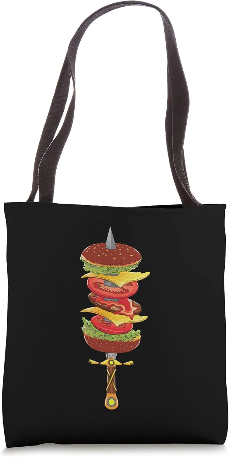 Cool Burger Sword | Funny Knife Sandwich Patty Eater Gift Tote Bag