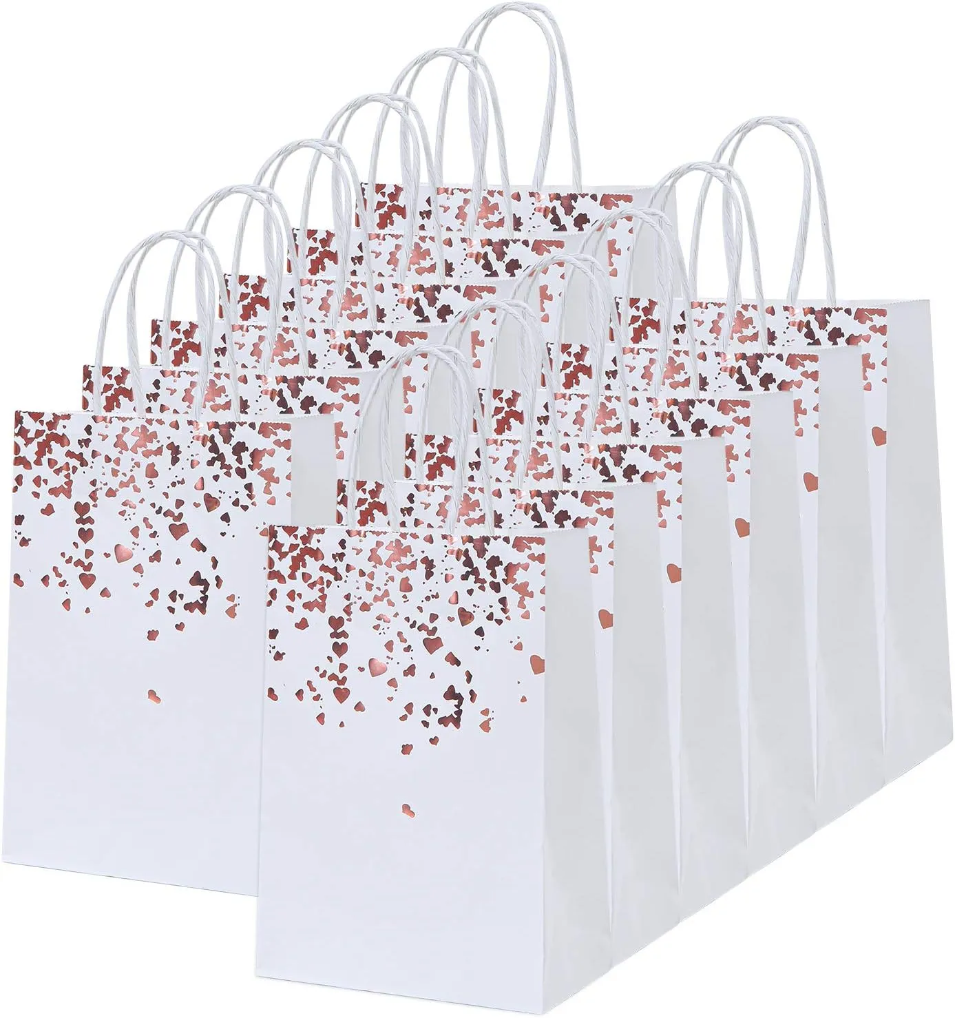Cooraby 18 Pieces Rose Gold Bronzing Paper Bags Hen Party 6.3 x 3.1 x 8.6 Inch Bride Wedding Kraft Bags Birthday Gift Bag with Handle for Parties Celebrations (Color C)