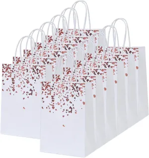 Cooraby 18 Pieces Rose Gold Bronzing Paper Bags Hen Party 6.3 x 3.1 x 8.6 Inch Bride Wedding Kraft Bags Birthday Gift Bag with Handle for Parties Celebrations (Color C)