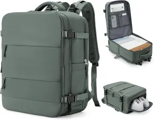 coowoz Large Travel Backpack Carry On for Women Man Waterproof Gym Backpack Mochila de Viaje Teacher Travel Bag Essentials Personal Item Backpack Rucksack Airplane Accessories Must Haves Olive Green