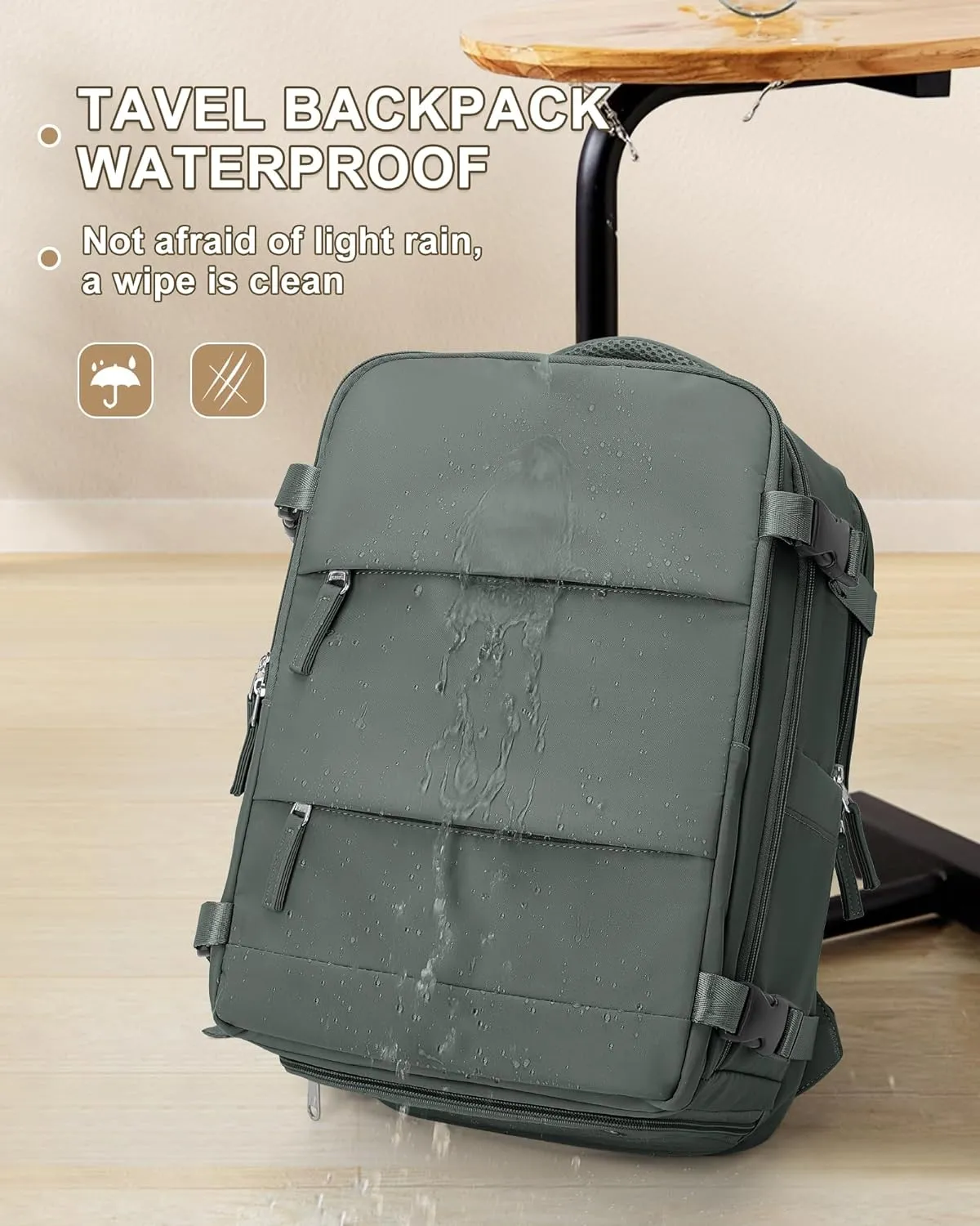 coowoz Large Travel Backpack Carry On for Women Man Waterproof Gym Backpack Mochila de Viaje Teacher Travel Bag Essentials Personal Item Backpack Rucksack Airplane Accessories Must Haves Olive Green