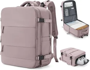 coowoz Large Travel Backpack Carry On for Women Man Waterproof Gym Backpack with Laptop Compartment Mochila de Viaje Teacher Personal Item Backpack Rucksack Airplane Accessories Must Haves Lotus Pink