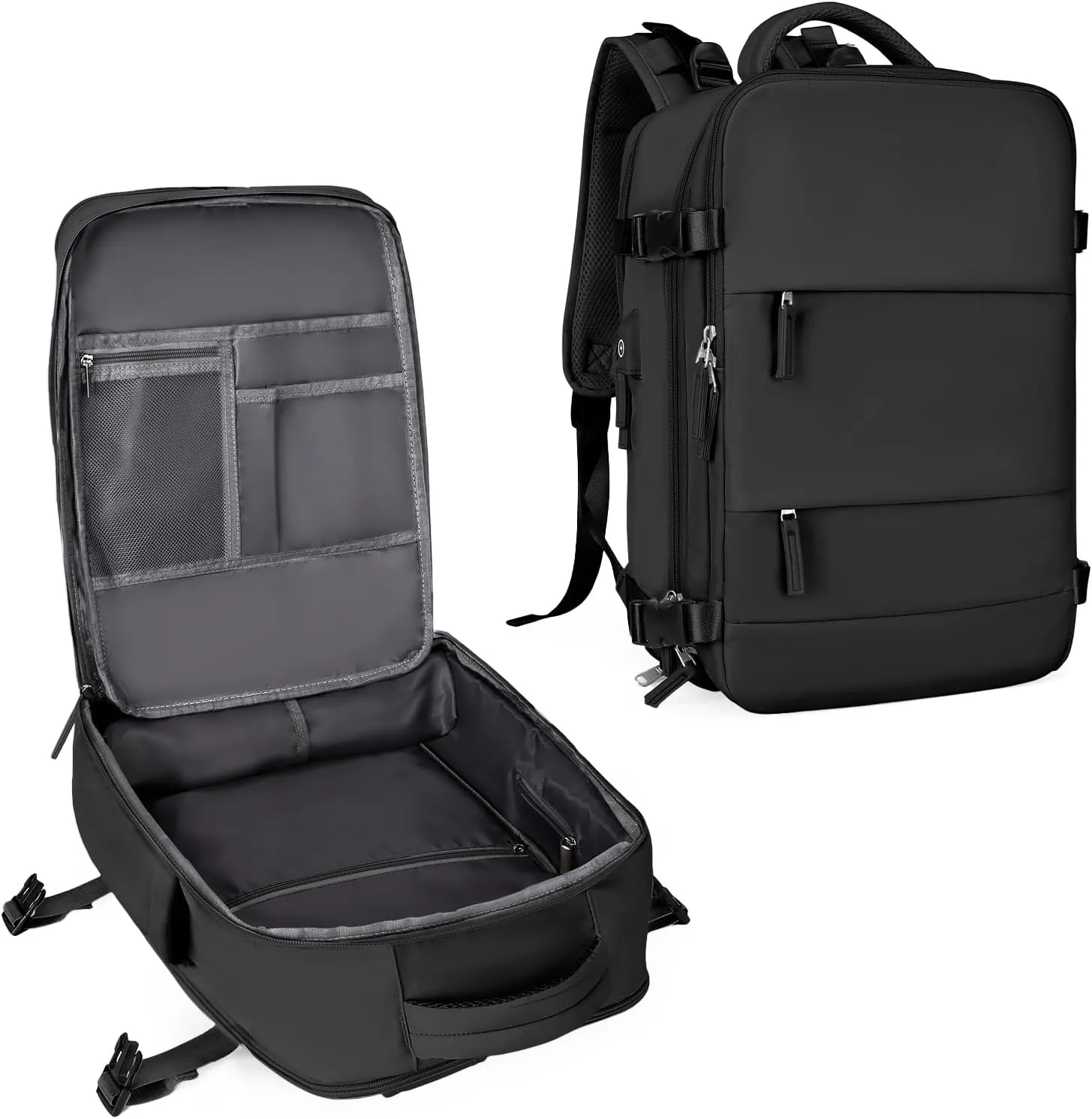 coowoz Large Travel Backpack For Women Men,Carry On Backpack,Hiking Backpack Waterproof Outdoor Sports Rucksack Casual Daypack Travel Essentials（Black）