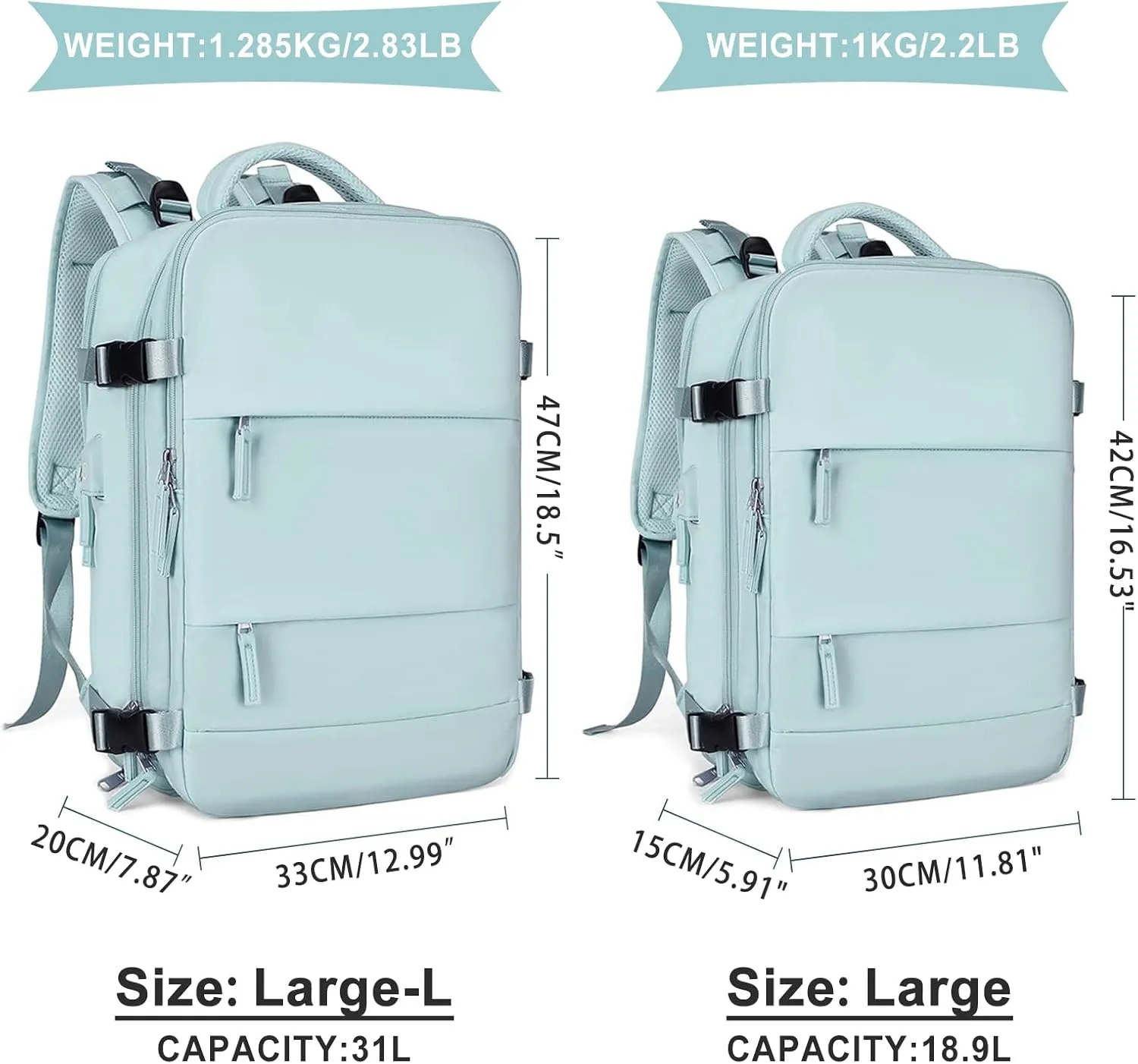 coowoz Large Travel Backpack For Women Men,Carry On Backpack,Hiking Backpack Waterproof Outdoor Sports Rucksack Casual Daypack Travel Essentials（Blue）