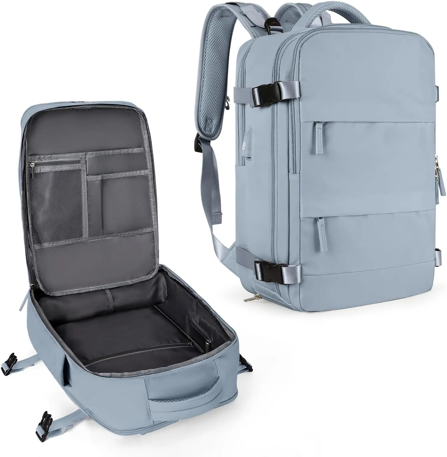coowoz Large Travel Backpack For Women Men,Carry On Backpack,Hiking Backpack Waterproof Outdoor Sports Rucksack Casual Daypack travel essentials（Gray Blue）
