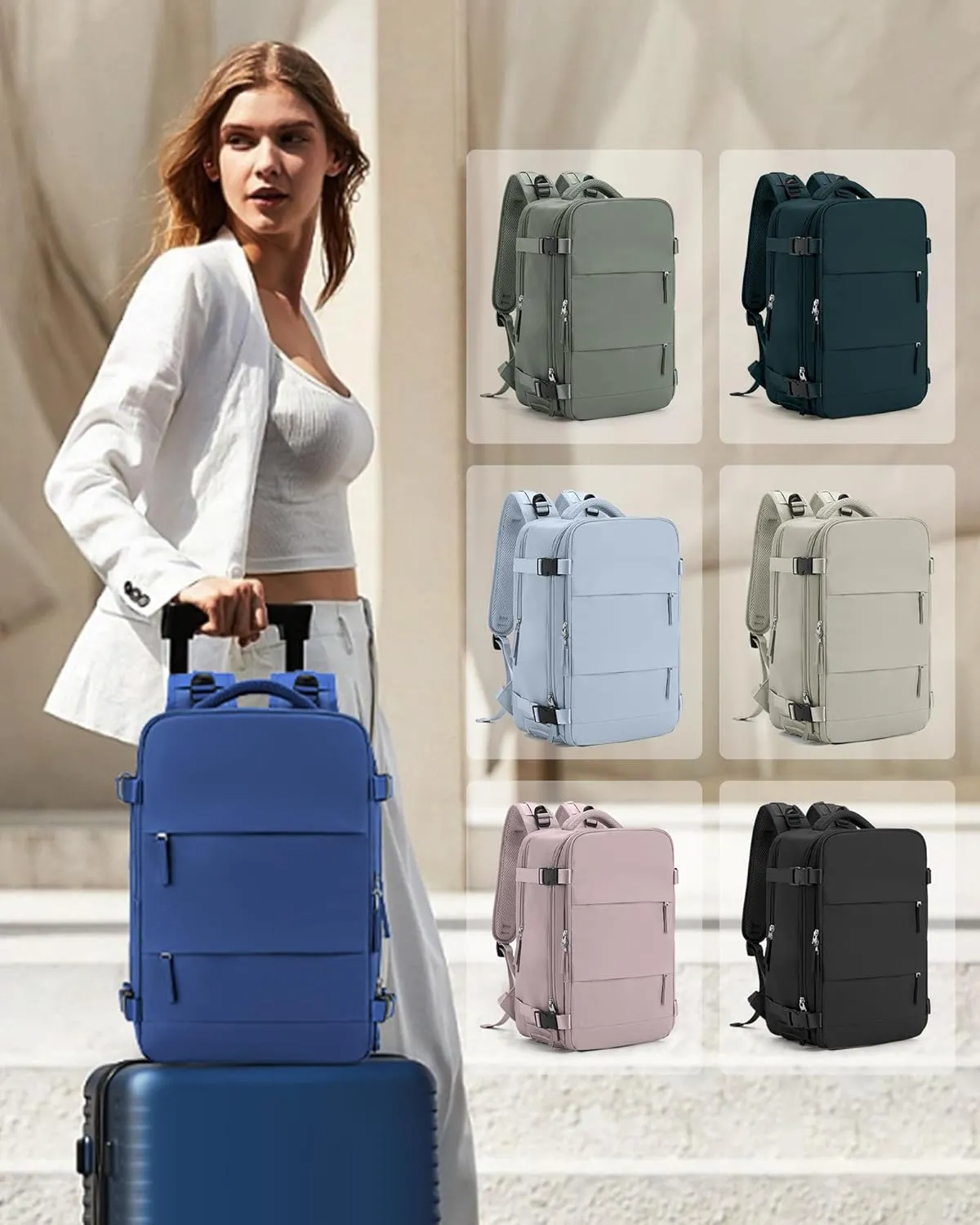 coowoz Travel Backpack Carry On for Women Man Gym Backpack with Laptop Compartment Mochila de Viaje Teacher Personal Item Backpack Airplane Accessories Must Haves Royal Blue Small