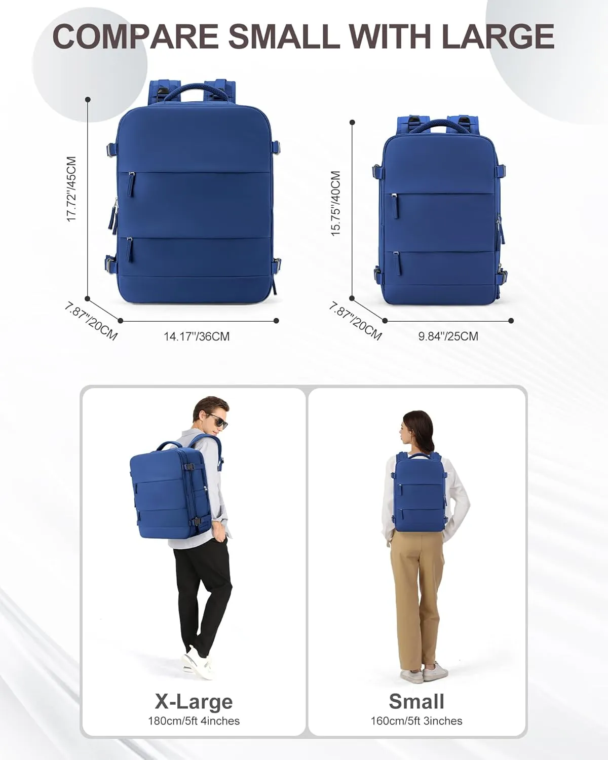 coowoz Travel Backpack Carry On for Women Man Gym Backpack with Laptop Compartment Mochila de Viaje Teacher Personal Item Backpack Airplane Accessories Must Haves Royal Blue Small