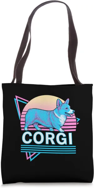 Corgi Retro Vintage Synthwave Aesthetic Dog Lover Tote Bag