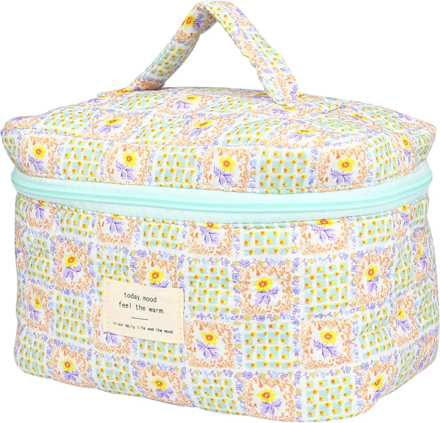 Cosmetic Bags for Women, Cute Floral Makeup Bag, Organizer Storage Make Up Bag, Travel Toiletry Bags, Handbags Purses (Grid/Big)