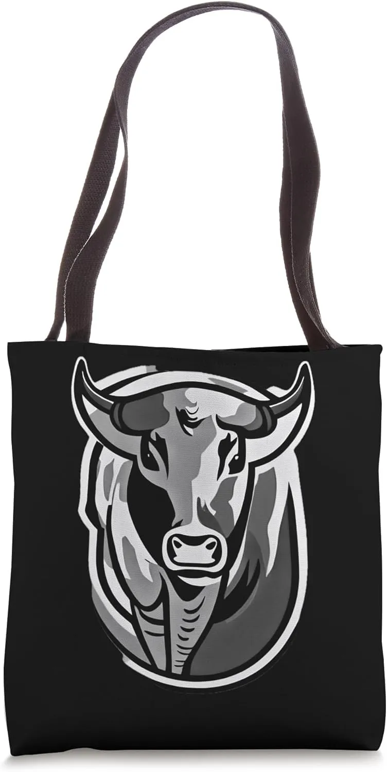 Cow Farm Animal Design Moo Pasture Grazing Livestock Horns Tote Bag