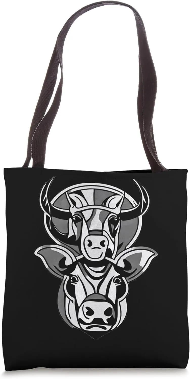 Cow Farm Animal Design Moo Pasture Grazing Livestock Horns Tote Bag