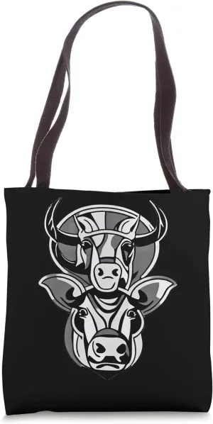 Cow Farm Animal Design Moo Pasture Grazing Livestock Horns Tote Bag