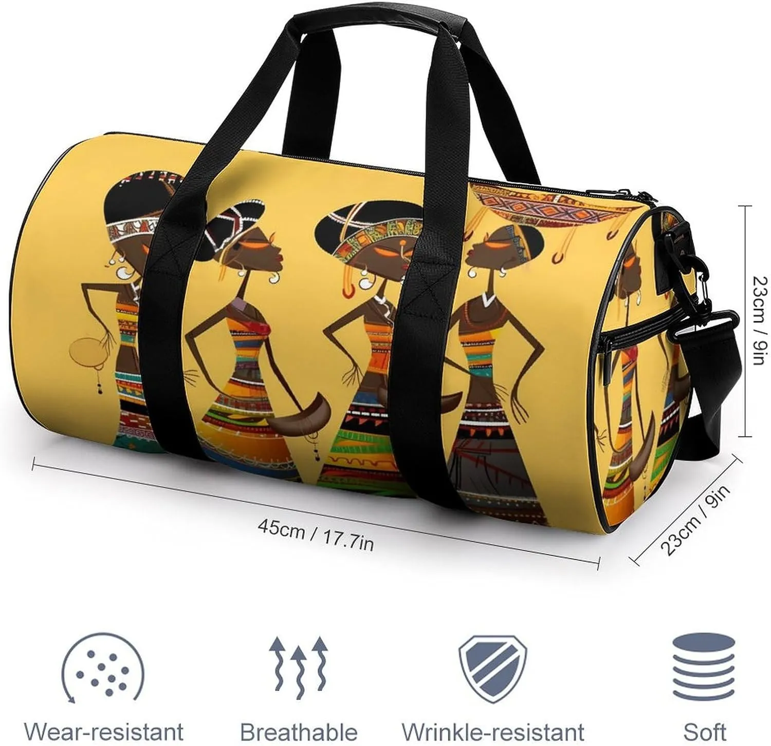 Creative African Culture Gym Bag Small Travel Duffle Bag with Compartment Carry On Weekender Bag for Women Men
