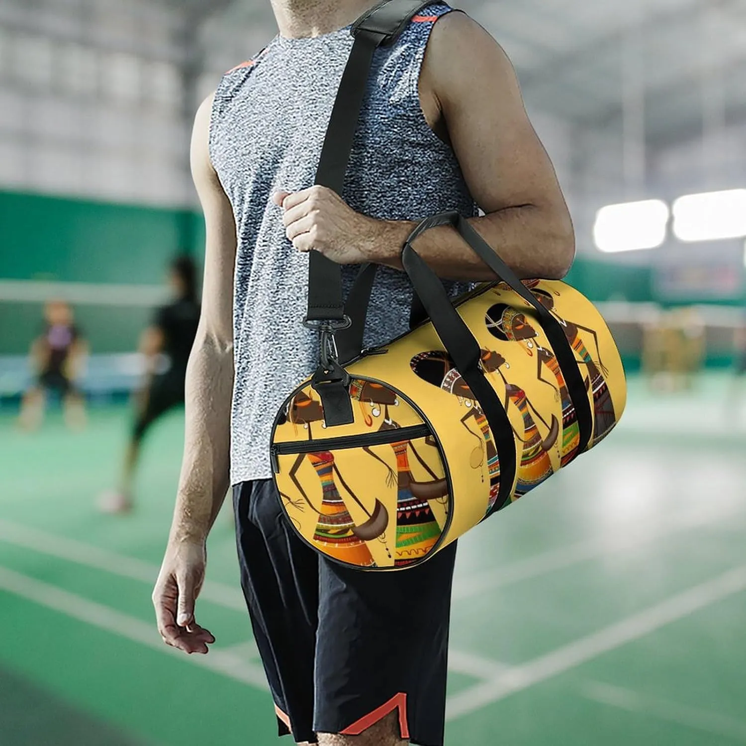Creative African Culture Gym Bag Small Travel Duffle Bag with Compartment Carry On Weekender Bag for Women Men