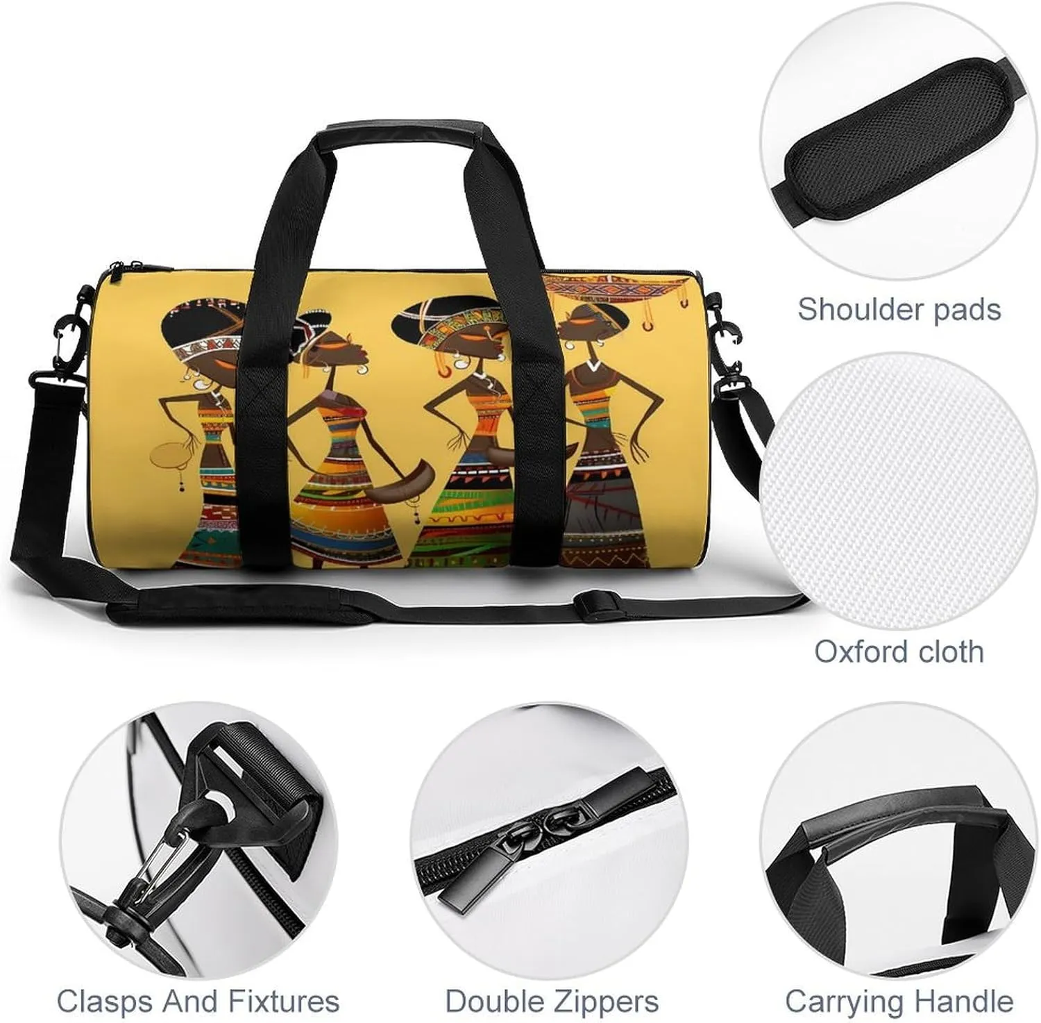 Creative African Culture Gym Bag Small Travel Duffle Bag with Compartment Carry On Weekender Bag for Women Men