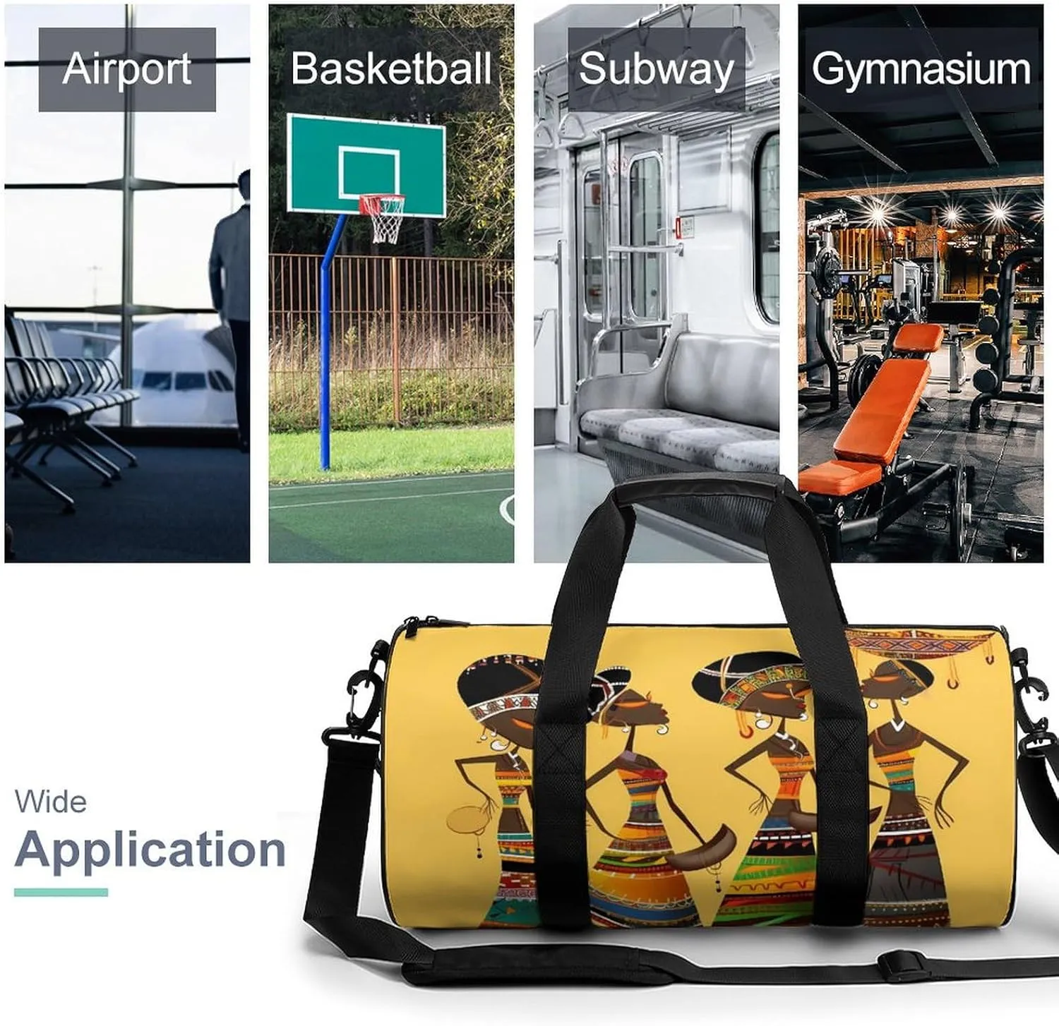 Creative African Culture Gym Bag Small Travel Duffle Bag with Compartment Carry On Weekender Bag for Women Men