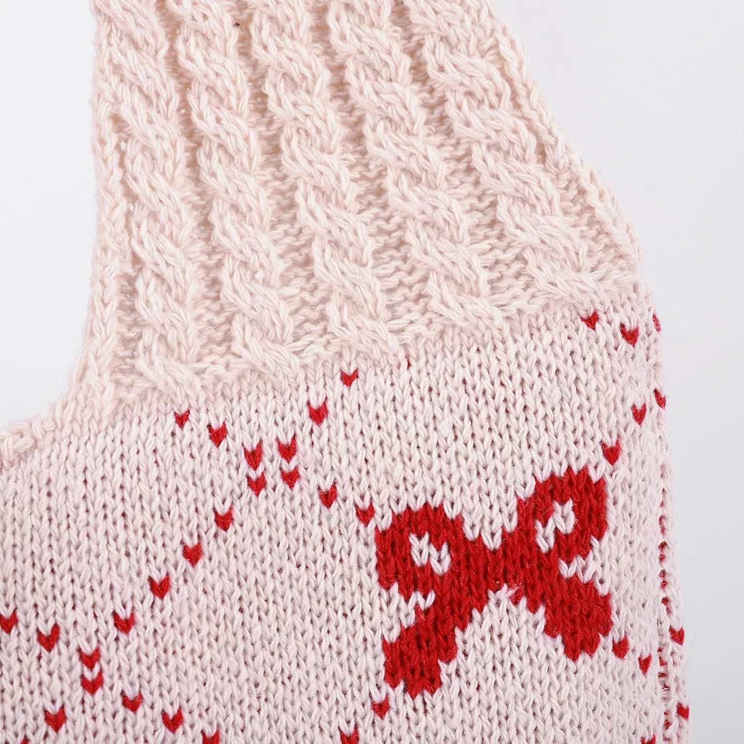 Crochet Tote Bag Y2k Bow Purse for Women Coquette Aesthetic Hobo Bag Cute Shoulder Handbag Knitted Tote Bow Printed Bag