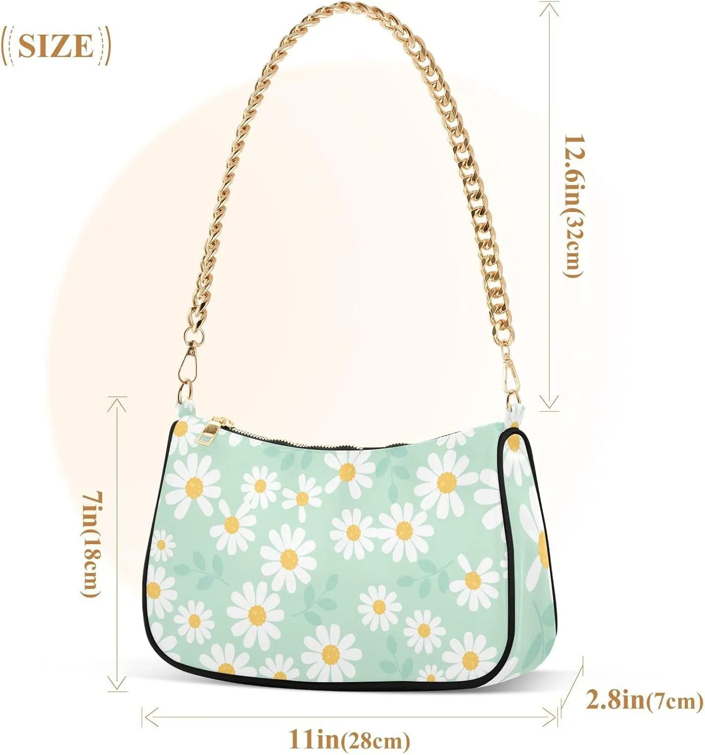 Cross Body Bag Geometric Pattern with Hearts Tote Bag Chain Bag Shoulder Bag Handbag Purse for Women
