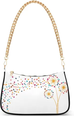 Cross Body Bag Geometric Pattern with Hearts Tote Bag Chain Bag Shoulder Bag Handbag Purse for Women
