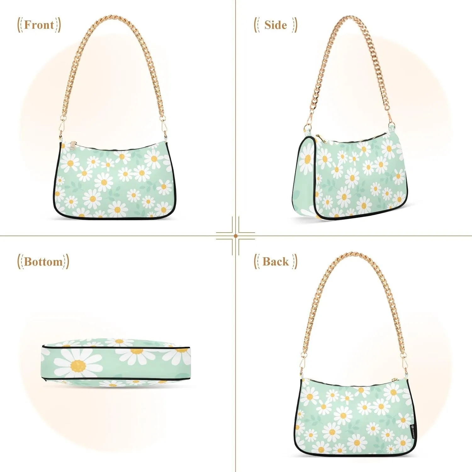 Cross Body Bag Geometric Pattern with Hearts Tote Bag Chain Bag Shoulder Bag Handbag Purse for Women