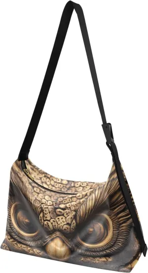 Crossbody Bag Statue Owl Print for Women Men Large Capacity PU Leather Shoulder Bag Zipper Closure with Fabric Strap