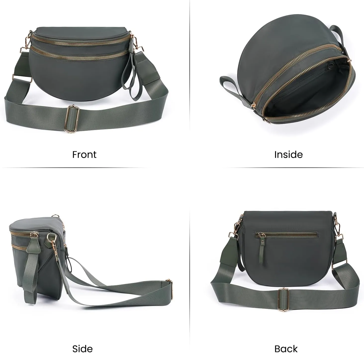 Crossbody Bags Bum Bag for Women Large Sling Bag Purse with Adjustable Strap（Bean green）