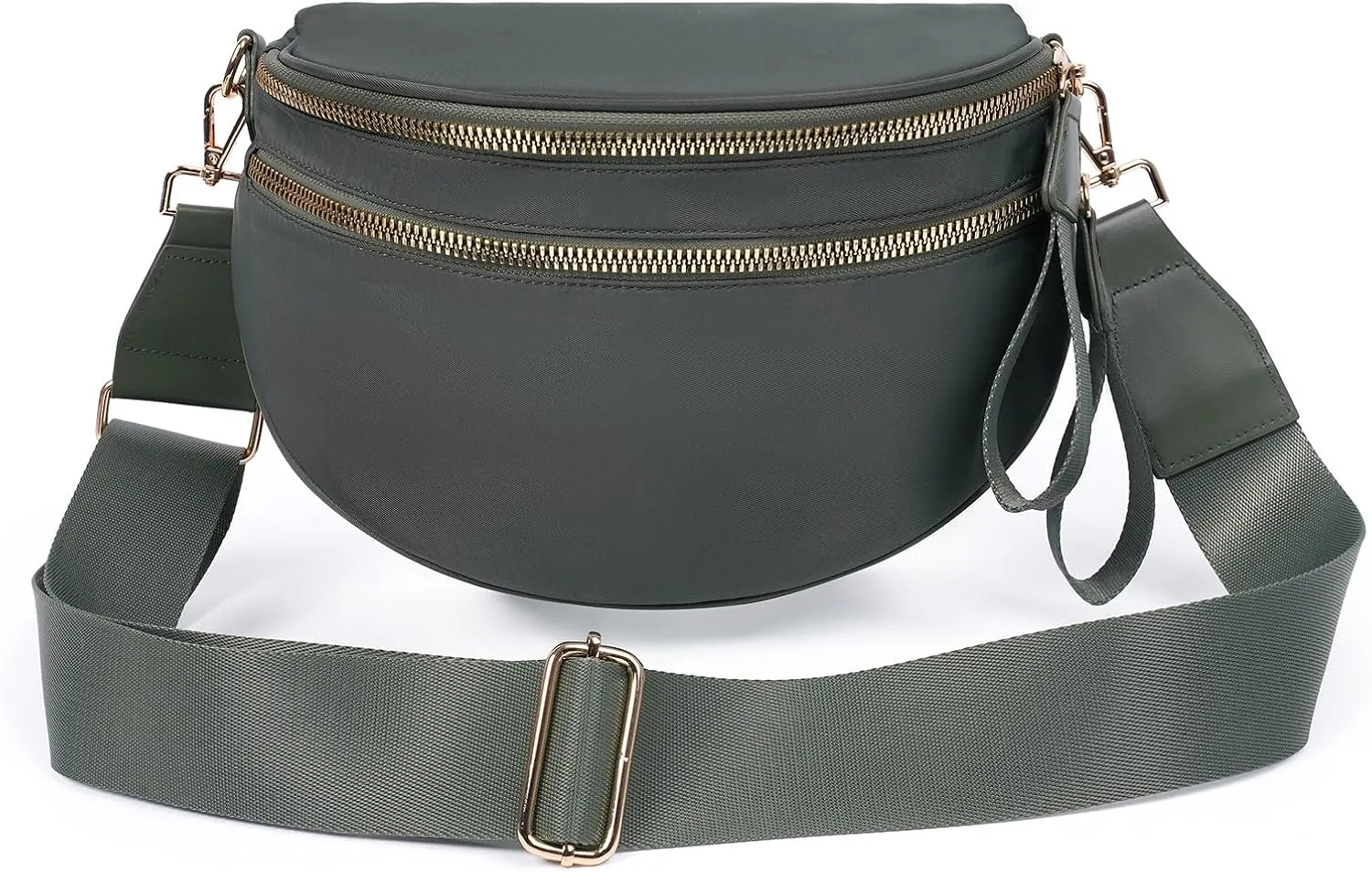 Crossbody Bags Bum Bag for Women Large Sling Bag Purse with Adjustable Strap（Bean green）