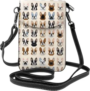 Crossbody Bags for Cell Phone Purse Wallet Summer Microfiber PU Leather Crossbody Purses for Women - I Love French Bulldog, Black