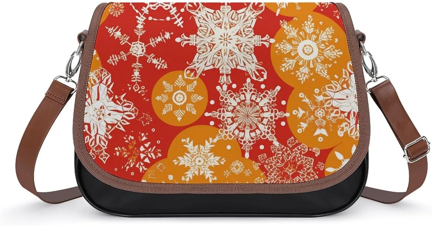 Crossbody Bags for Women Purses Handbags for Women Snowflakes of Different Shapes Printed Sling Bag