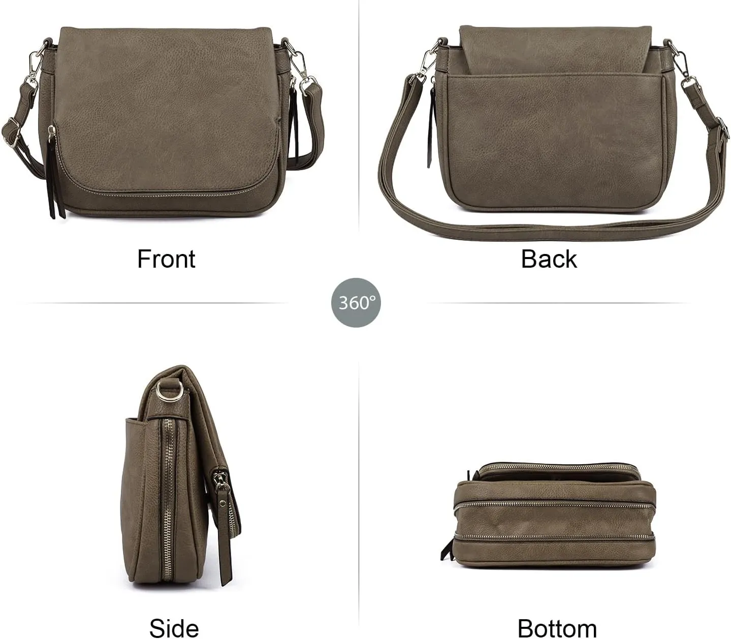 Crossbody Bags for Women Small Pu Leather Over the Shoulder Purses and Flap Cross Body Handbags with Multi Pockets