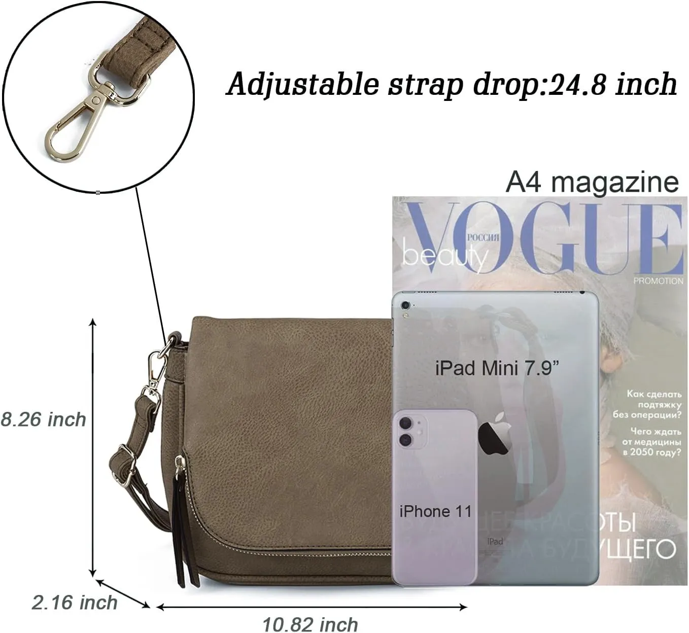 Crossbody Bags for Women Small Pu Leather Over the Shoulder Purses and Flap Cross Body Handbags with Multi Pockets