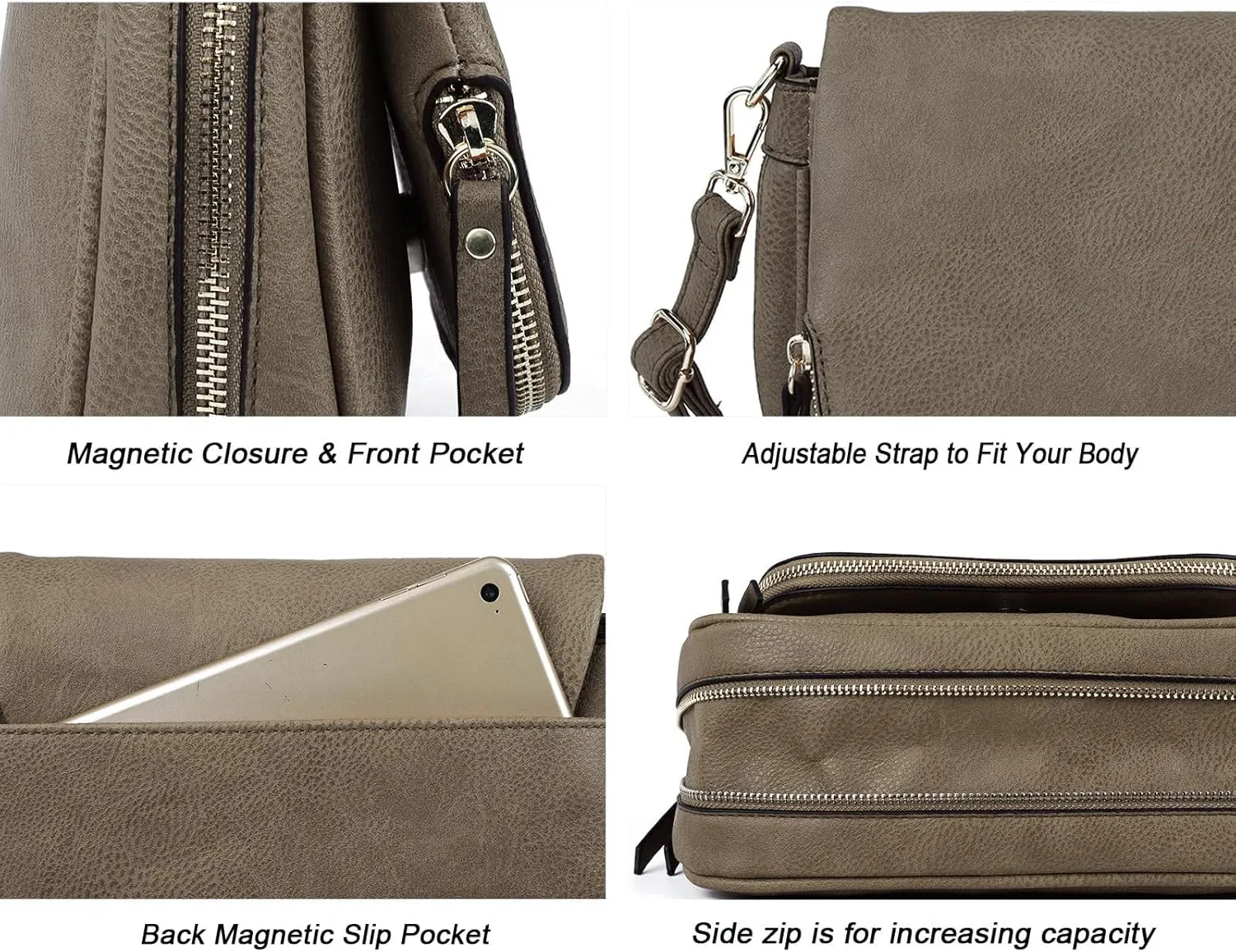 Crossbody Bags for Women Small Pu Leather Over the Shoulder Purses and Flap Cross Body Handbags with Multi Pockets