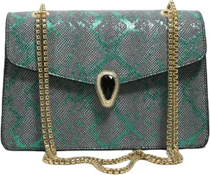 Crossbody Bags for Women Snake Printed Chain Shoulder Bags Trendy Handbags Clutch Purses