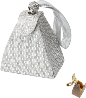 Crystal Pyramid Handbag, Pyramid Shape Rhinestones Luxury Evening Bags, Triangle Geometric Rhinestone Clutch Purse