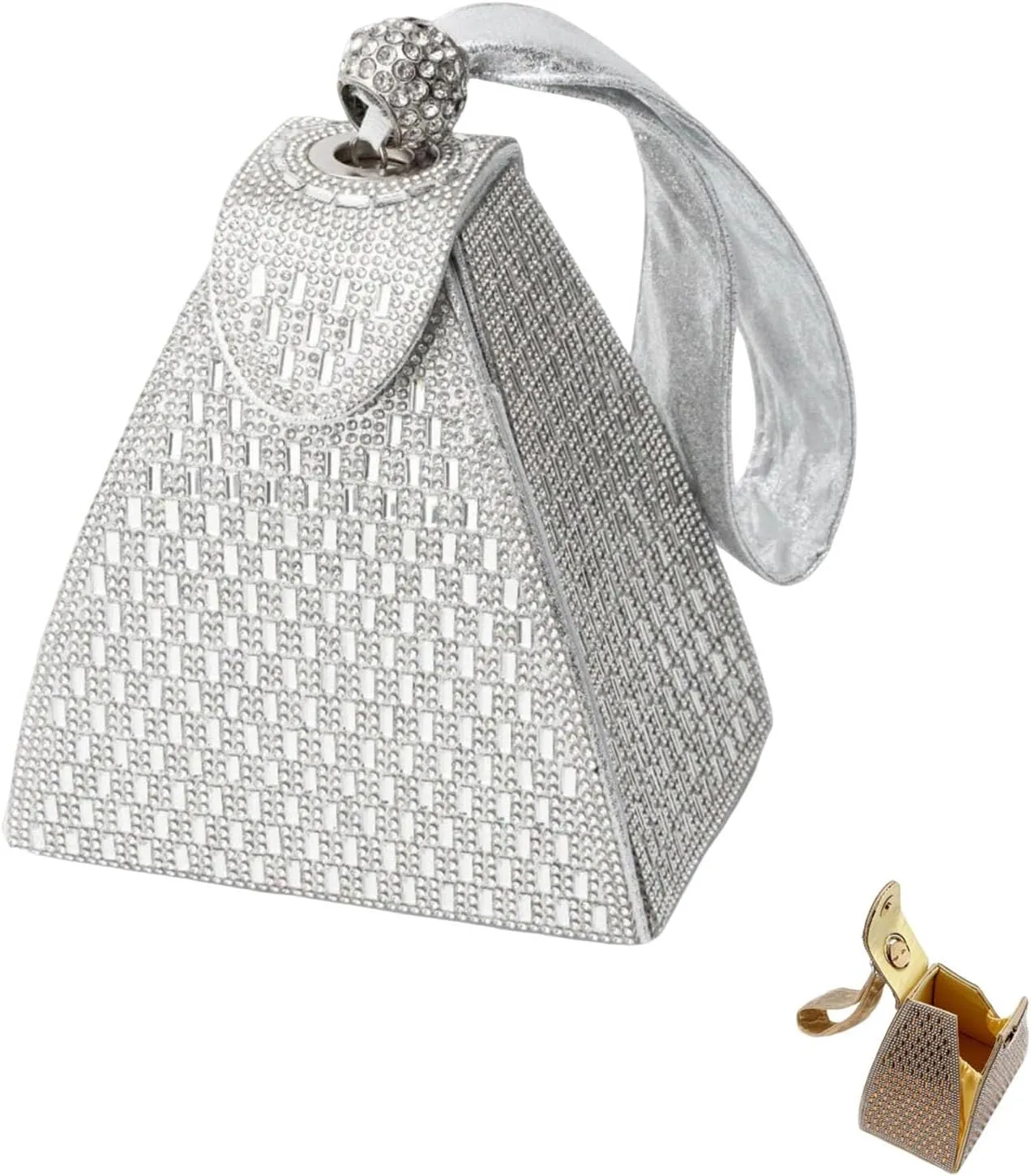 Crystal Pyramid Handbag, Pyramid Shape Rhinestones Luxury Evening Bags, Triangle Geometric Rhinestone Clutch Purse
