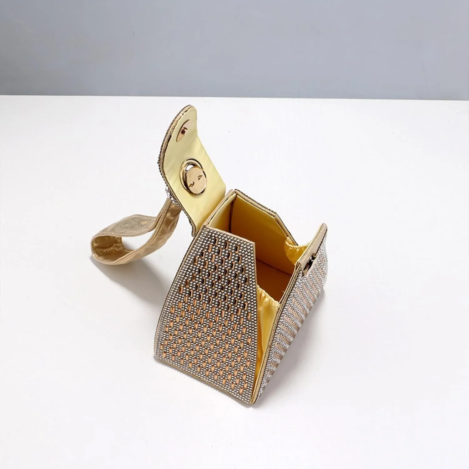 Crystal Pyramid Handbag, Rhinestones Luxury Evening Bags, Rhinestone Triangle Geometric Clutch Purse