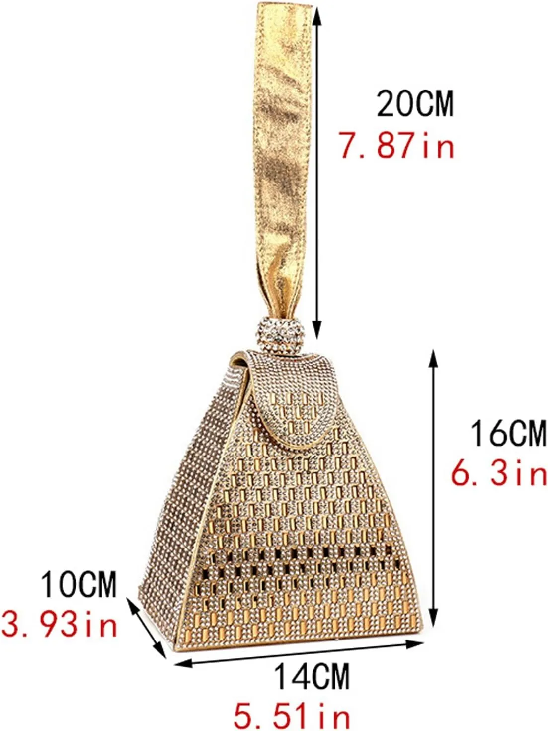 Crystal Pyramid Handbag,Triangle Geometric Rhinestone Luxury Evening Clutch Purse,Elegant Sparkling Bag for Ladies