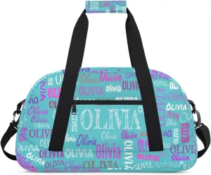 Custom Bag Name Duffel Bag Sports Dance Bags Travel Sports Gym Bag for Women and Men, Large Dance Workout Bag for Dancers, Sea Blue Color
