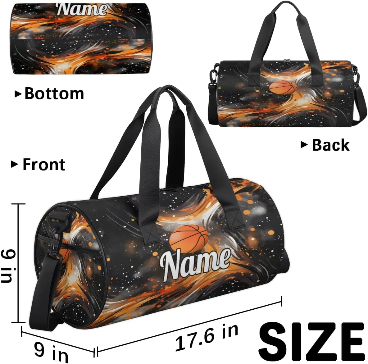 Custom Dance Duffel Bag Sport Backpacks Gyms and Weekend Overnight Travel Duffle Bag Birthday Christmas Halloween Waterproof, Abstract Basketball