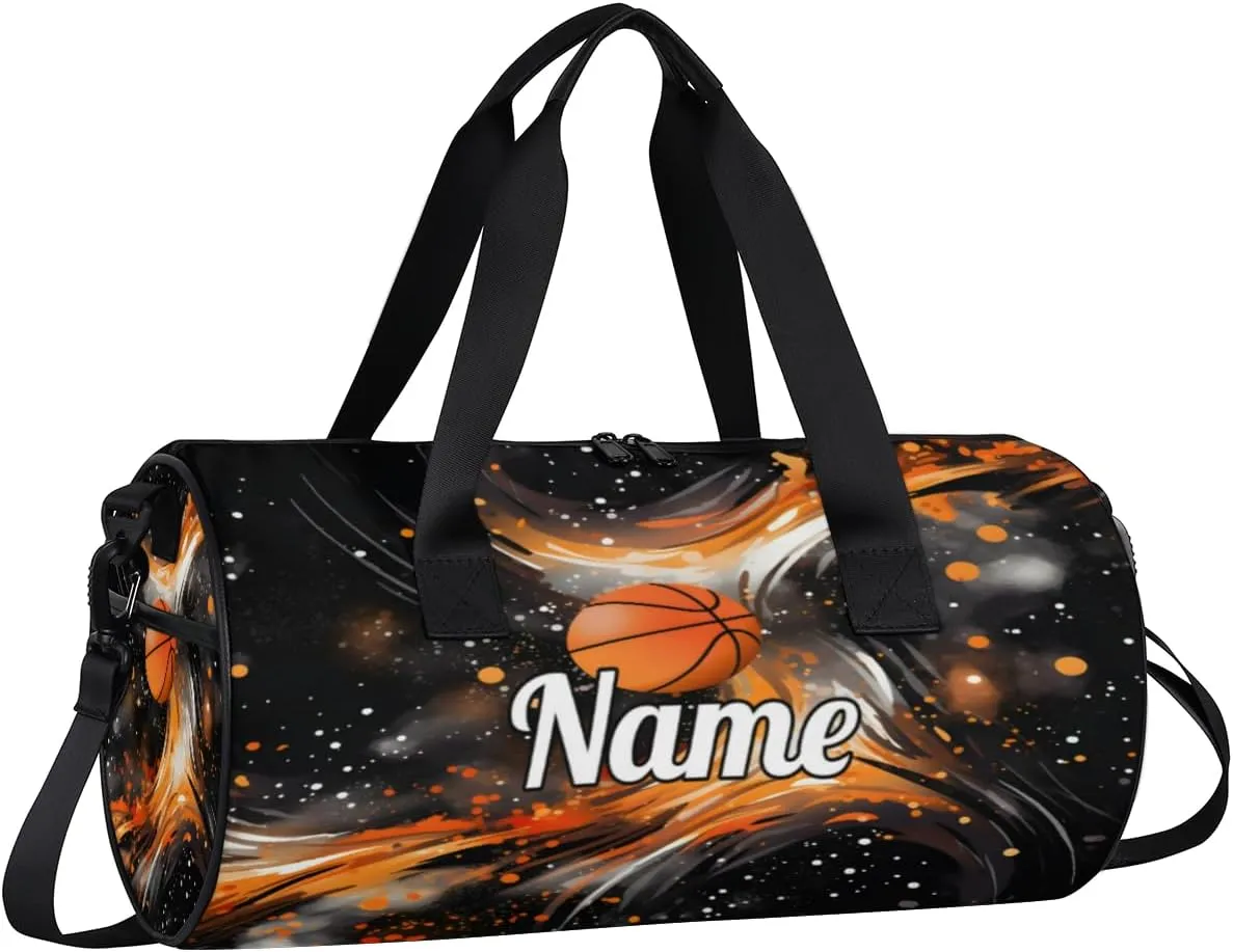 Custom Dance Duffel Bag Sport Backpacks Gyms and Weekend Overnight Travel Duffle Bag Birthday Christmas Halloween Waterproof, Abstract Basketball